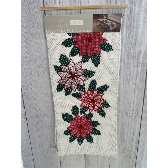Rachel Ashwell Other - The Farmhouse Christmas Table Runner Rachel Ashwell Quilted Poinsettia Holiday
